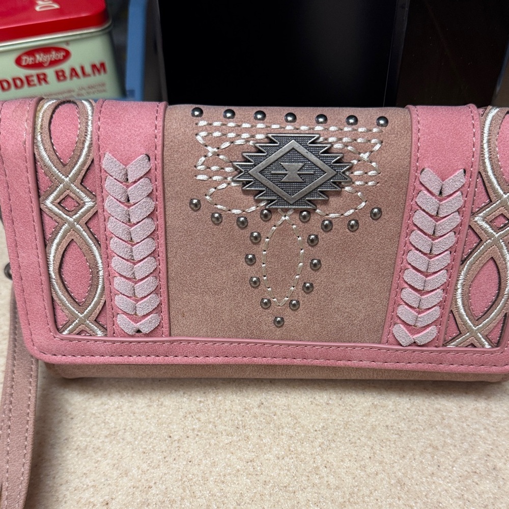 Montana West Pink and Brown Women's wristlet wallet RFID protected - Picture 2 of 16